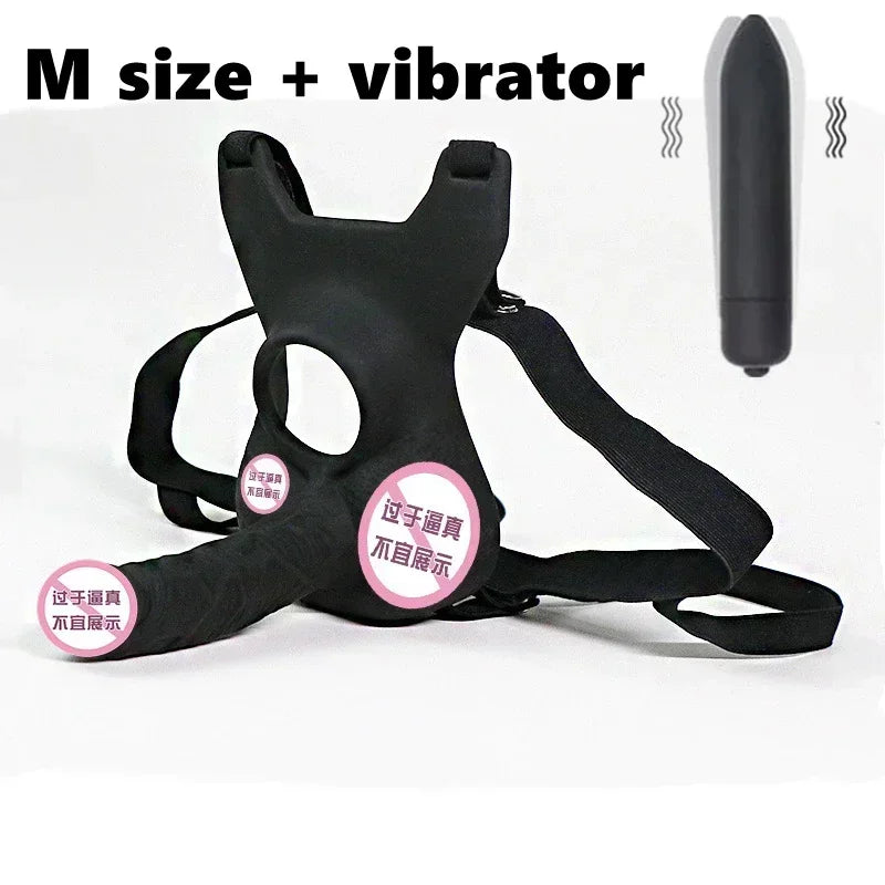 10 Frequency Double Penetration Anal Dildo Butt Vibrator Men Strap On Penis Vagina Plug Adult Sex Toys For Couples