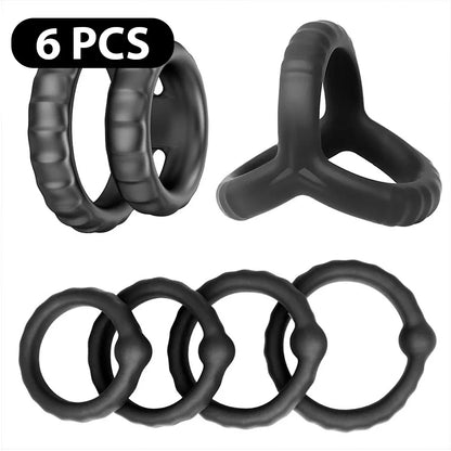 10pcs Cock Ring Set Masturbators For Men Erection Ejaculation Delay Enlargement Extender Penis Sex Toys For Couples Adult Goods