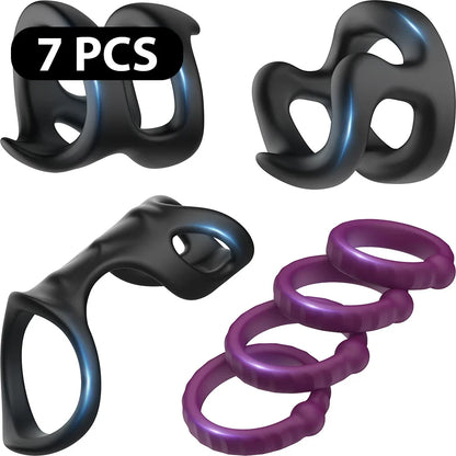 10pcs Cock Ring Set Masturbators For Men Erection Ejaculation Delay Enlargement Extender Penis Sex Toys For Couples Adult Goods