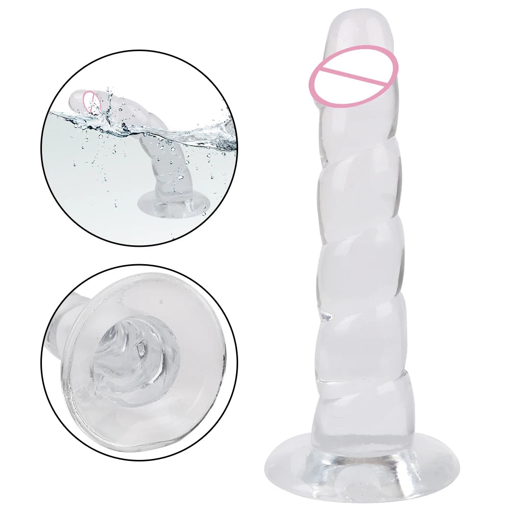 175mm Transparent Dildos for Women Vaginal G-spot Stimulator Anal Plug Artificial Penis Female Masturbator Suction Sex Toys 18