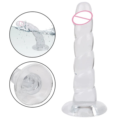 175mm Transparent Dildos for Women Vaginal G-spot Stimulator Anal Plug Artificial Penis Female Masturbator Suction Sex Toys 18