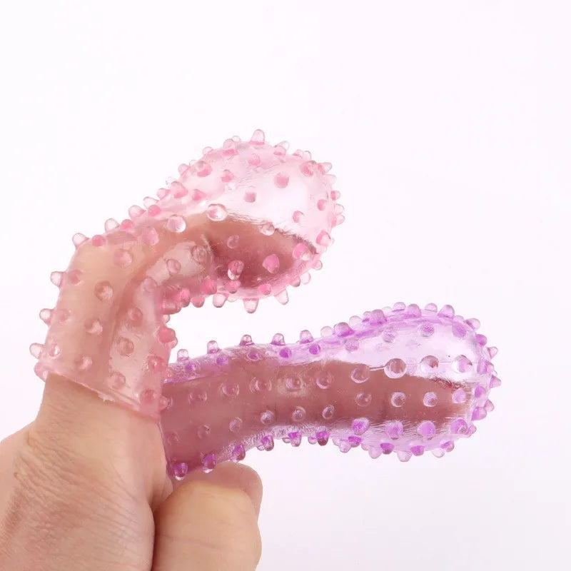 2pcs Finger Sleeve Vibrator Female Male Vagina Masturbator Silicone Adult Clit Anal Stimulate Erotic Sex For Women Lesbian Toys