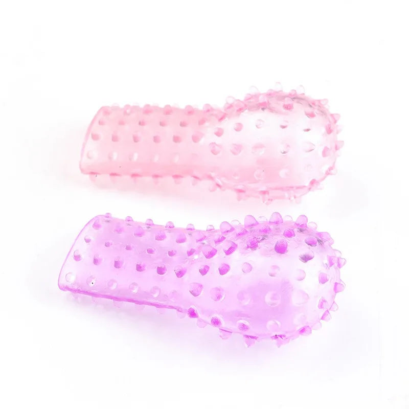 2pcs Finger Sleeve Vibrator Female Male Vagina Masturbator Silicone Adult Clit Anal Stimulate Erotic Sex For Women Lesbian Toys