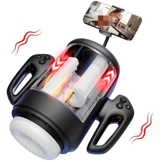 3 in 1 Automatic Male Masturbator Handle Man Masturbation Cup with 10 Vibrating & 6 Rubbing & 2 Heating Modes Sex Toys for Man