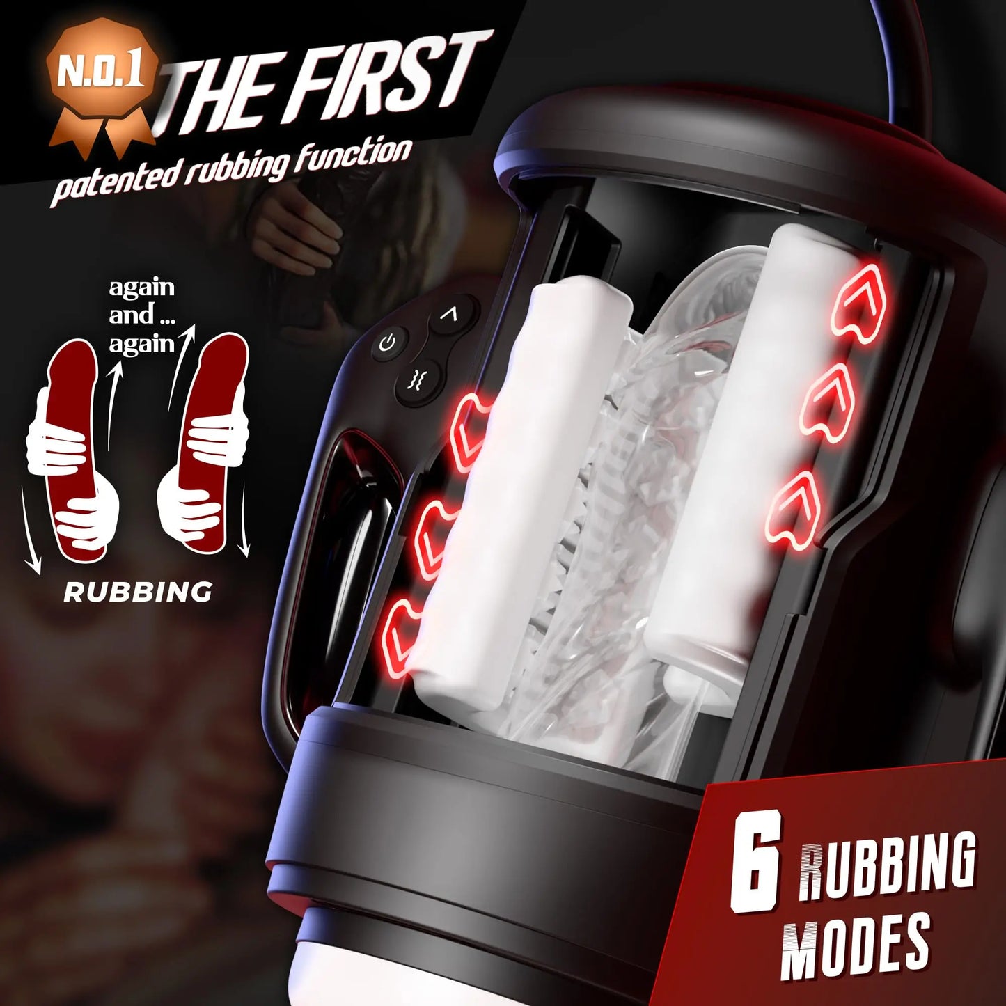 3 in 1 Automatic Male Masturbator Handle Man Masturbation Cup with 10 Vibrating & 6 Rubbing & 2 Heating Modes Sex Toys for Man