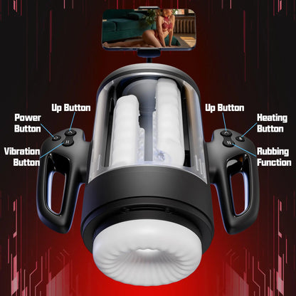 3 in 1 Automatic Male Masturbator Handle Man Masturbation Cup with 10 Vibrating & 6 Rubbing & 2 Heating Modes Sex Toys for Man