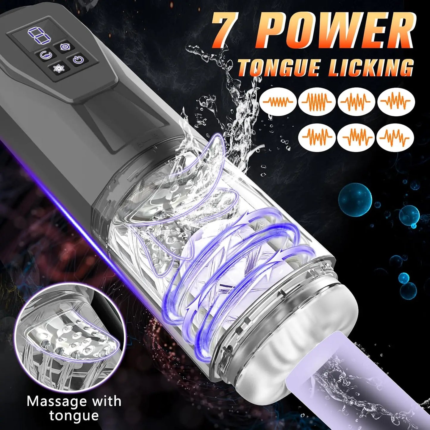 3 in 1 Automatic Male Masturbator with Vibrator and Rotating Thrusting Licking Men Penis Trainer Adult Sex Toys 3D Textured