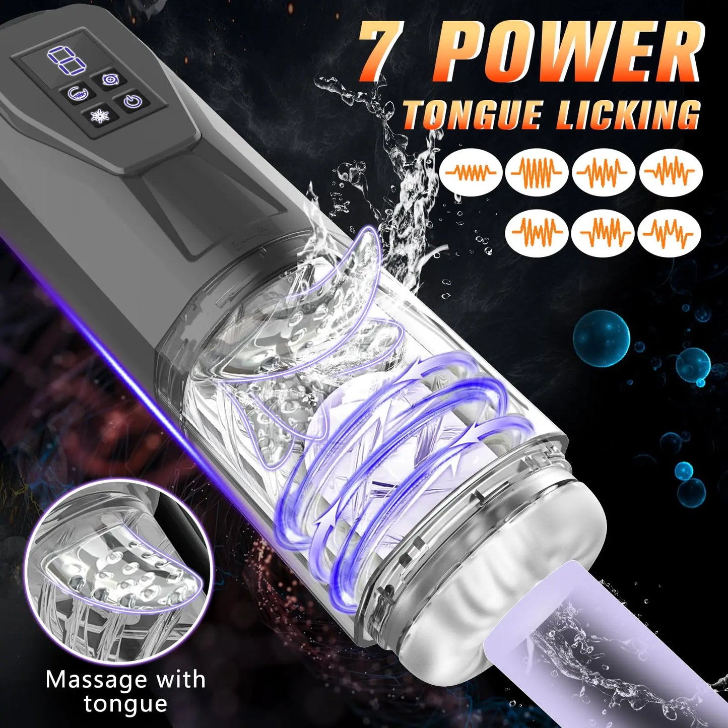 360 Rotation Male Masturbation Cup 3D Textured Pocket Pussy Sex Machines 7 Thrusting & Licking Sex Toys for Men Adult Product 18