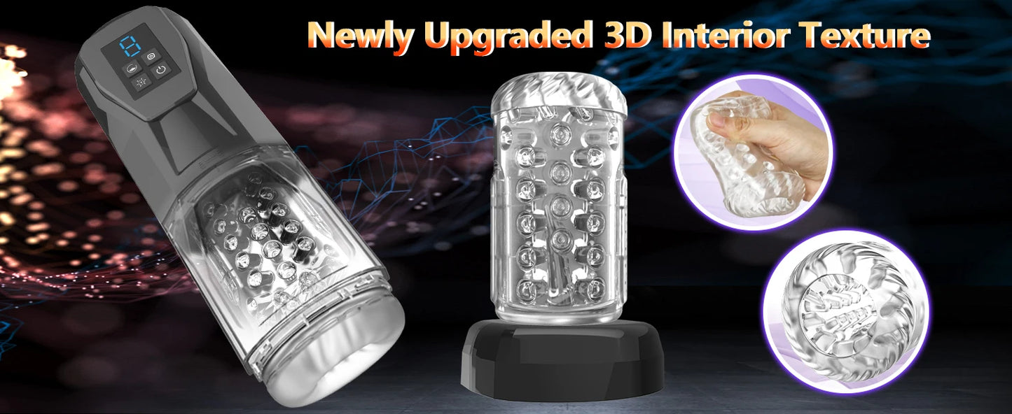 360 Rotation Male Masturbation Cup 3D Textured Pocket Pussy Sex Machines 7 Thrusting & Licking Sex Toys for Men Adult Product 18