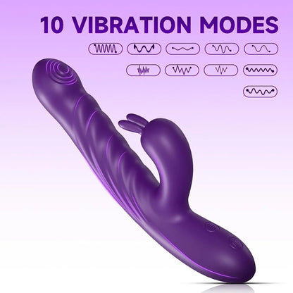 Stoßvibratoren für Frauen, G-Punkt-Vibrator-Massagegerät für die Klitoris von Frauen mit 10 Vibrations- und 10 Teleskop-Stimulationsmodi, 3-in-1-Sexspielzeug 