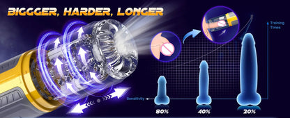 LCD Automatic Male Masturbators 7 Thrusting & Rotating Licking Pocket Pussy Stroker One-Click Burst Penis Pump Sex Toy for Men