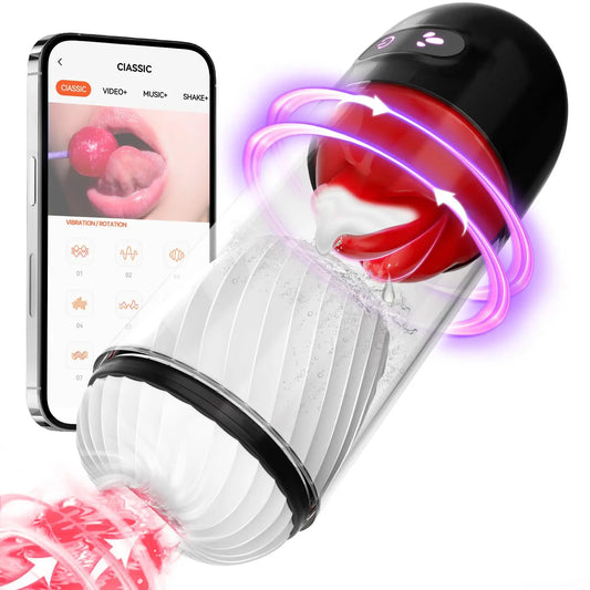 Automatischer Masturbator für Männer mit APP-Steuerung, Cup-Lecken, Blowjob, Masturbator mit 9 leistungsstarken Modi, Taschenmuschi-Sexspielzeug für Männer