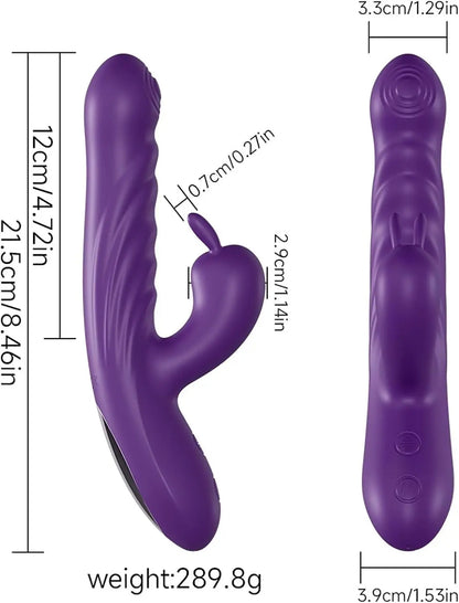 Stoßvibratoren für Frauen, G-Punkt-Vibrator-Massagegerät für die Klitoris von Frauen mit 10 Vibrations- und 10 Teleskop-Stimulationsmodi, 3-in-1-Sexspielzeug 