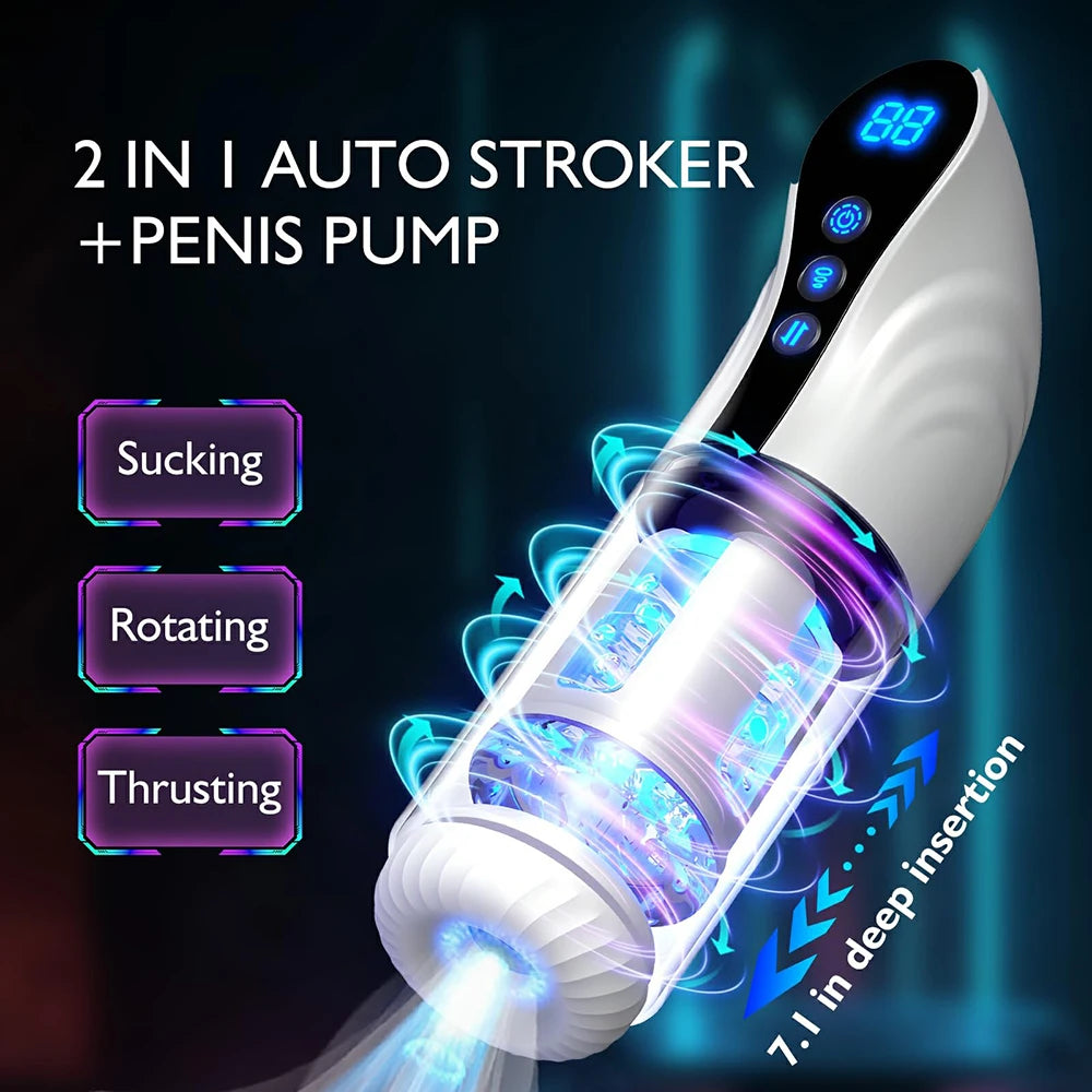 Automatic Male Masturbation Cup With Lcd Display 9 Thrusting Rotating Suction Masturbator Pocket Pussy Penis Stroker Sex Toy Men