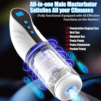 Automatic Male Masturbation Cup With Lcd Display 9 Thrusting Rotating Suction Masturbator Pocket Pussy Penis Stroker Sex Toy Men