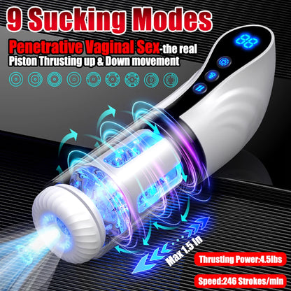 Automatic Male Masturbation Cup With Lcd Display 9 Thrusting Rotating Suction Masturbator Pocket Pussy Penis Stroker Sex Toy Men