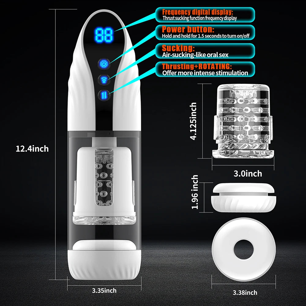 Automatic Male Masturbation Cup With Lcd Display 9 Thrusting Rotating Suction Masturbator Pocket Pussy Penis Stroker Sex Toy Men