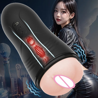 Automatic Male Masturbator Blowjob Vibration Machine Real Vagina Pocket Pussy Penis Oral Masturbation Cup Adult Sex Toy for Man