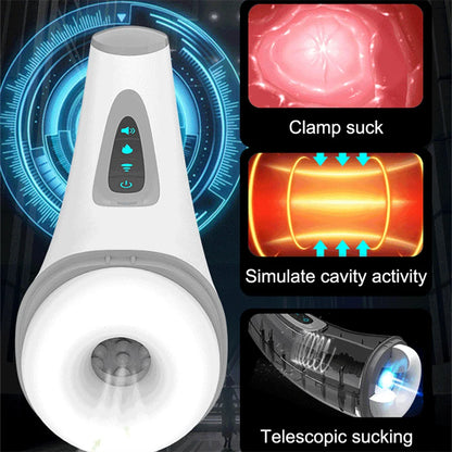 Automatic Male Masturbator Cup Heating Telescopic Rotation Sucking Vibrator Real Vagina Blowjob Masturbation Sex Toys For Men