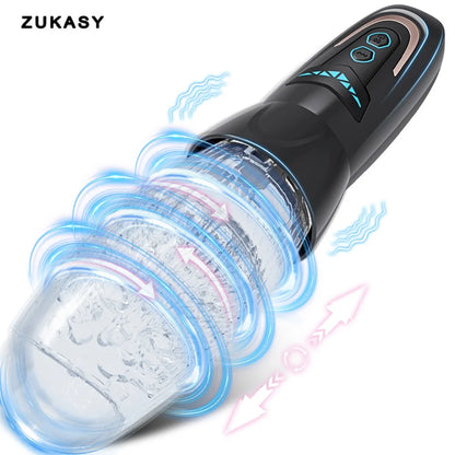 Automatic Telescopic Male Masturbator Cup Rotation Vibration Vagina Masturbation Penis Pump for Men Sex Toys Adults Goods