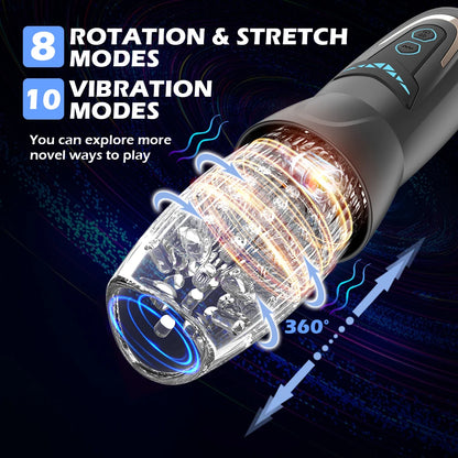 Automatic Telescopic Male Masturbator Cup Rotation Vibration Vagina Masturbation Penis Pump for Men Sex Toys Adults Goods