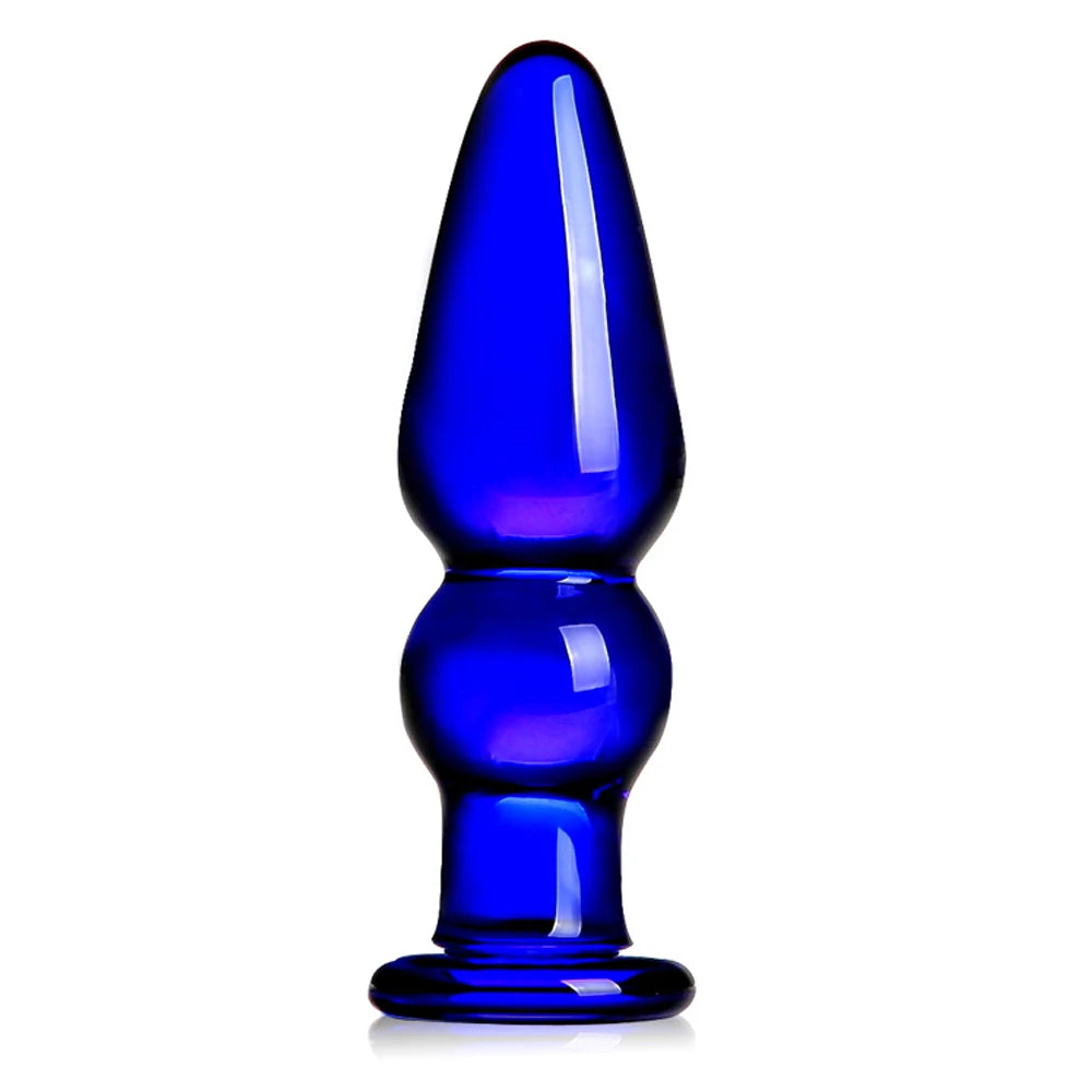 Blue Crystal Glass Anal Plug Bead Dildo Sex Products Butt Plug Stimulator Masturbator Adult Glass Sex Toys For Men Women Gay