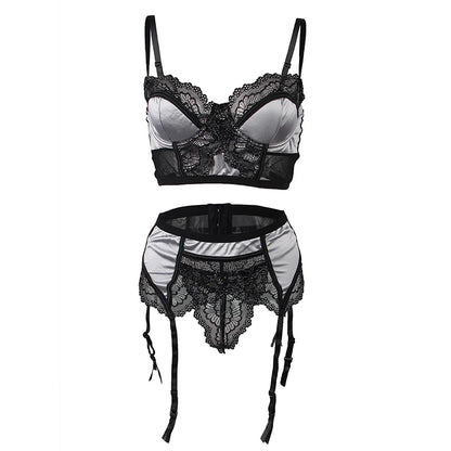 Comeondear Women's Panties Set Underwire Garter Lingerie Set Plus Size Lace Padded Push Up Bras Luxury Female Underwear Set