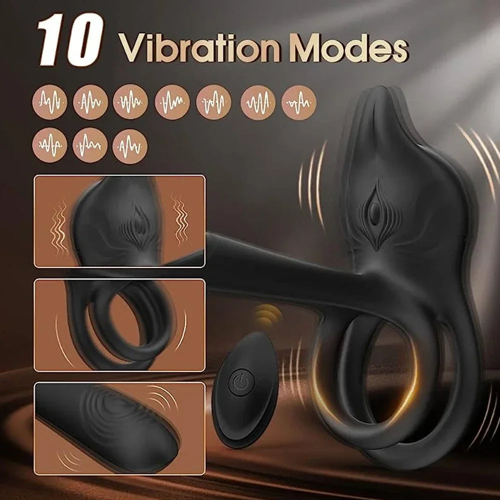 Couple Vibrator with Dual Motor Cockring Wireless Remote Cock Penis Ring Adult Sexy Toys For Men Delay Ejaculation Penisring