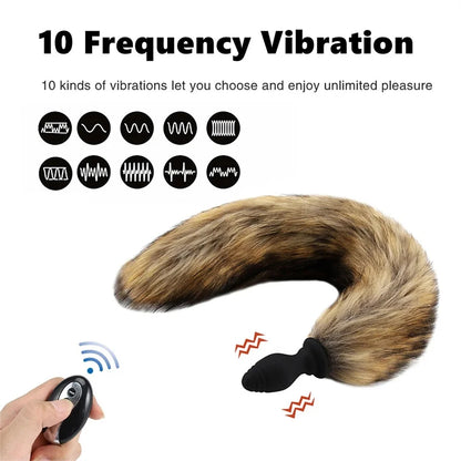 Fox Tail Anal Plug Dildo Vibrator Anus Dilator Butt Plug Vibration Adult Games Fetish Sex Toys For Women Men Cosplay Accessories