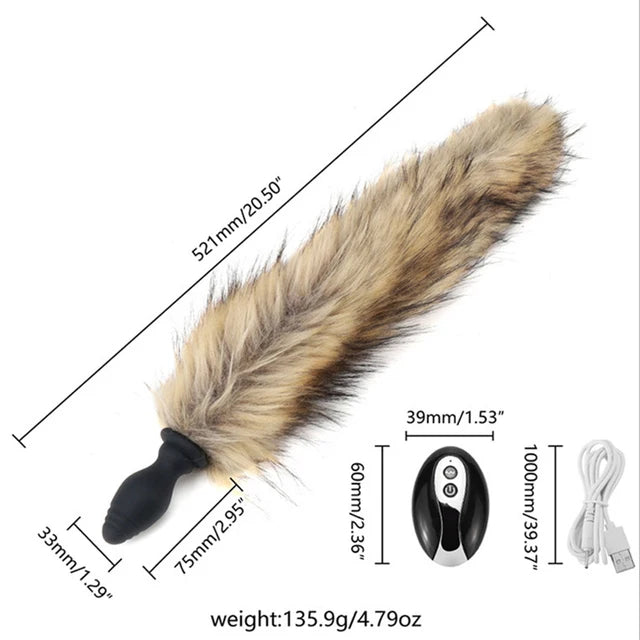 Fox Tail Anal Plug Dildo Vibrator Anus Dilator Butt Plug Vibration Adult Games Fetish Sex Toys For Women Men Cosplay Accessories