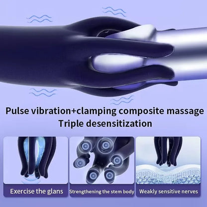 Glans Stimulate Trainer Vibrator Men Penis Delay Exerciser Stimulate Masturbation Massager Trainer Automatic Oral Sex Toy Men