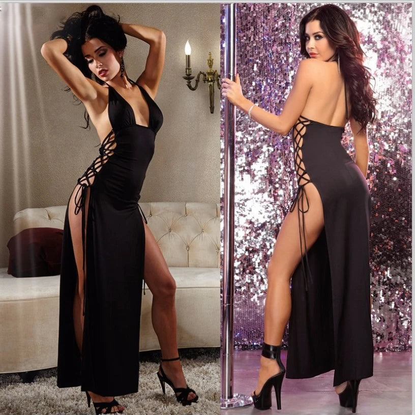 Sexy Clothes Sex Costume Long Dress with Slit  Bare Chest Skirts for Women Erotic Skirt Erotic Underwear Plus Size Clothing Sexi