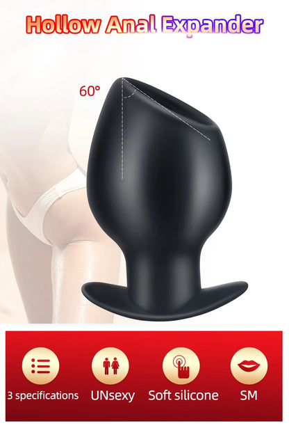 Ass Goblet Silicone Hollow Anal Plug Gay Sex Toys Speculum Prostate Massager Huge Butt Plug Anus Dilator Women Men Big Anal Plug