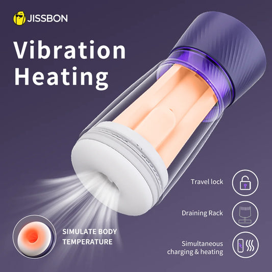 Jissbon E-Pneumatic Masturbation Sex Toys for Men 7 Vibration Modes Heating Dildo Pussy Penetration Automatic Adult Supplies