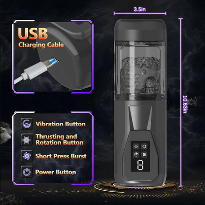 LCD Automatic Male Mastubator Masturbation Cup With 7 Vibrating Rotating Thrusting & Licking Modes Pocket Pussy Sex Toys for Men