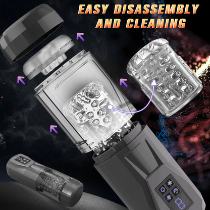 LCD Automatic Male Mastubator Masturbation Cup With 7 Vibrating Rotating Thrusting & Licking Modes Pocket Pussy Sex Toys for Men