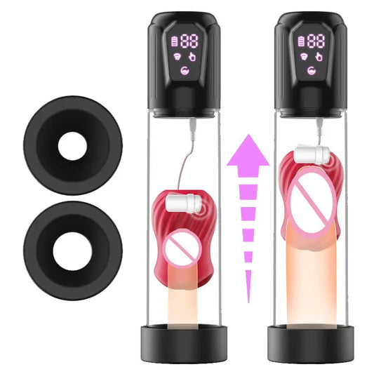 LCD Electric Penis Pump Automatic Male Masturbator Vacuum Pump with Rose Shaped Inner Sleeve & 5 Suction Modes Sex Toys for Men