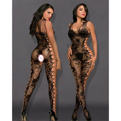 Lingerie Sexy Bodysuit Diamond Fishnet Bodysuit Mesh Pantyhose Babydoll Rhinestone Nylon Shiny Pantyhose Hosiery Fishnet