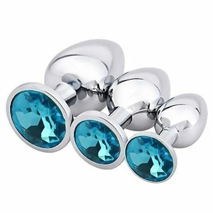 Luxury Jewelry Design Fetish Stainless Steel Anal Butt Plug Fantasy Sex Restraints SM Stimulation Adult Toys For Unisex 3 Pcs