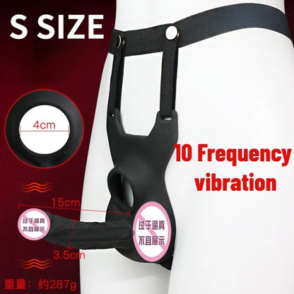 10 Frequency Double Penetration Anal Dildo Butt Vibrator Men Strap On Penis Vagina Plug Adult Sex Toys For Couples