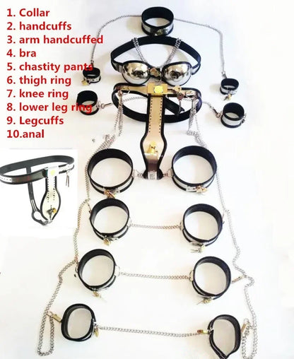 Chastity Belt Male 10pcs/Set Stainless Steel Male Chastity Belt Device Sex Toys For Men Handcuffs Bdsm Male Chastity Belt Men