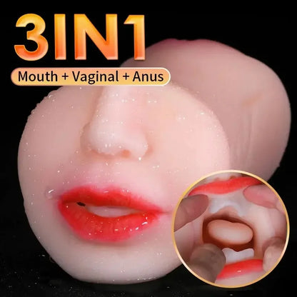 3 in 1Male Masturbator Adult Sex Toys Realistic Mouth Blowjob Oral Pussy Pocket Vagina Masturbate Cup Sexy Shop Adult Man 18+