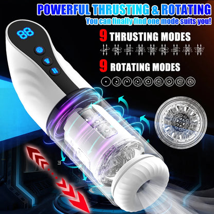 Automatic Male Masturbation Cup With Lcd Display 9 Thrusting Rotating Suction Masturbator Pocket Pussy Penis Stroker Sex Toy Men