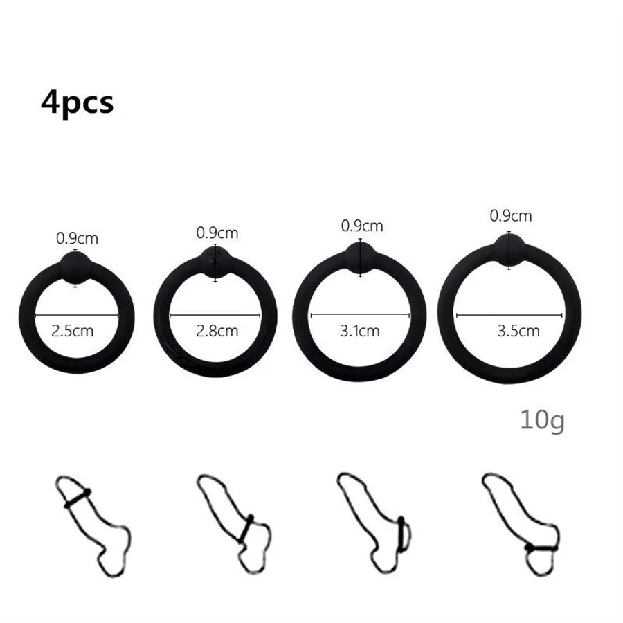 3/4pcs Penis Rings Sex Toys for Men Delay Ejaculation Cock Rings Dick Erection Silicone Male Chastity Adult Tools Sperm Trainer