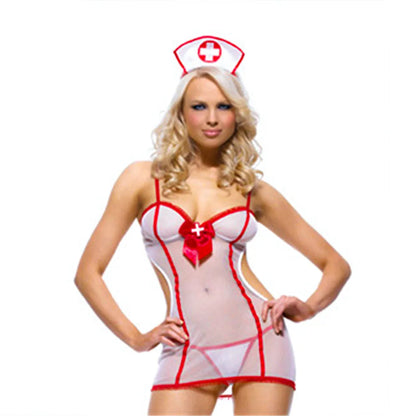 Sexy Cosplay Nurse Dress Suit set Lingerie Maid Apparel high Knee Stockings Women Underwear Intimates Exotic toys for Love games