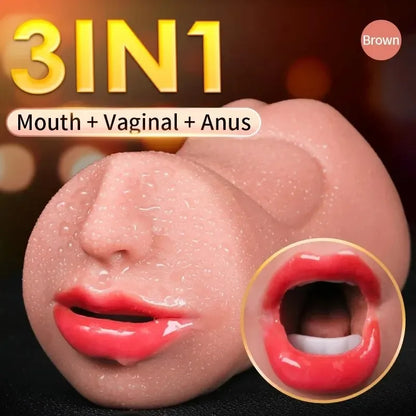 3 in 1Male Masturbator Adult Sex Toys Realistic Mouth Blowjob Oral Pussy Pocket Vagina Masturbate Cup Sexy Shop Adult Man 18+