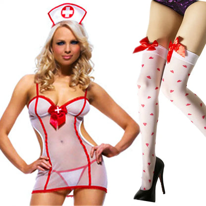 Sexy Cosplay Nurse Dress Suit set Lingerie Maid Apparel high Knee Stockings Women Underwear Intimates Exotic toys for Love games