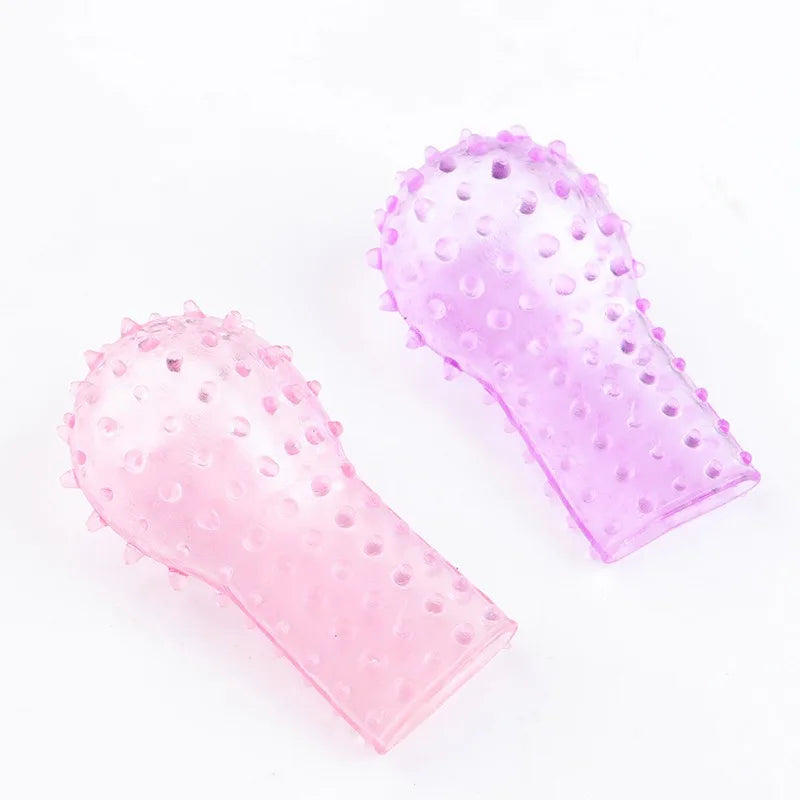 2pcs Finger Sleeve Vibrator Female Male Vagina Masturbator Silicone Adult Clit Anal Stimulate Erotic Sex For Women Lesbian Toys