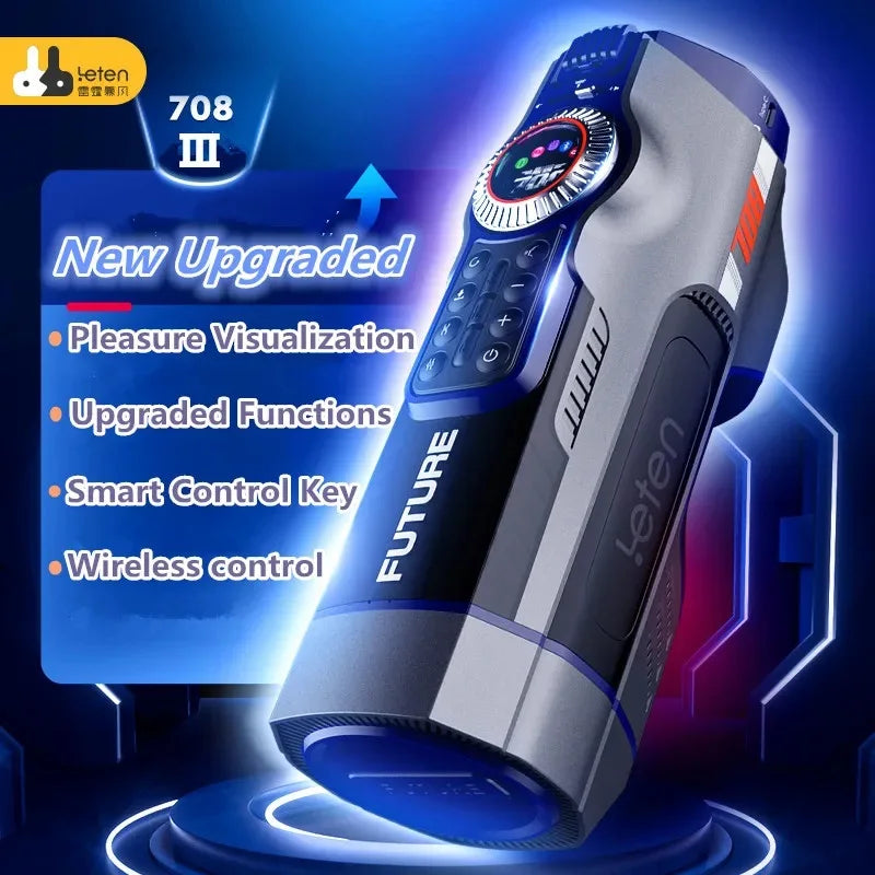 Leten 708-III Automatic Telescopic Male Masturbator Vagina Real Pussy Smart Heating Sucking Blowjob Moaning Oral Sex Toy For Men