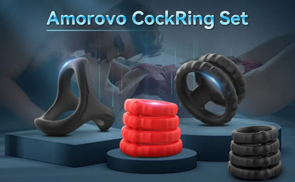 10pcs Cock Ring Set Masturbators For Men Erection Ejaculation Delay Enlargement Extender Penis Sex Toys For Couples Adult Goods